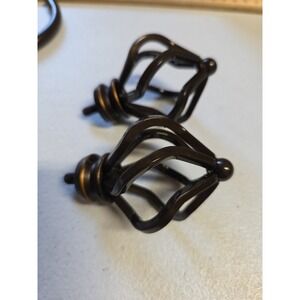 Metal Curtain Drapery Tie-back Hooks, Cage Design. Dark Brown, Hardware New